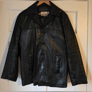 Wilsons Pelle Studio Ultra Insulated Black Leather Coat- Mens Small